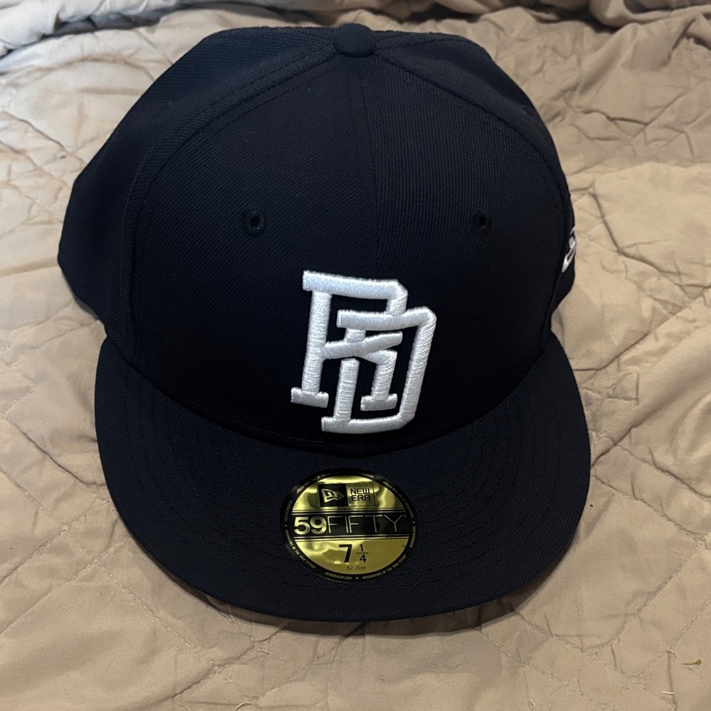 New Era Navy Fitted Cap with White Raised PD Logo